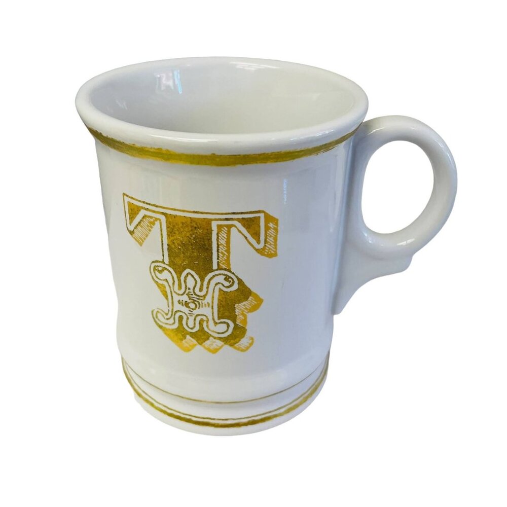 Williams-Sonoma‎ 2012 Monogrammed "T" Mug White Ceramic With Gold Trim